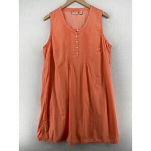 LL BEAN Nightgown PL Petite Maxi Polka Dot Prairie Sleeveless Pintuck Orange